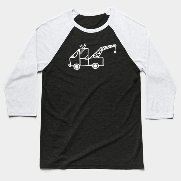 Tow Truck Hand Drawn Baseball T-Shirt by KC Happy Shop
